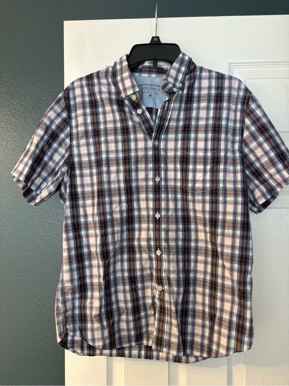 Banana Republic Men’s Plaid Short-Sleeve Button-Down Shirt